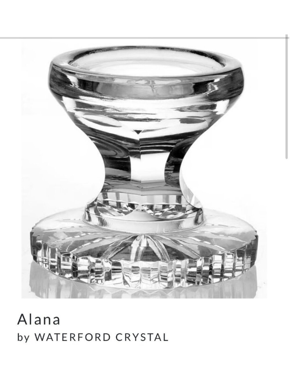 Vintage Waterford Crystal Alana Hurricane Lamp Base Candle Holder Signed Votive